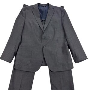 Jos A Bank Suit Mens 46 Regular Gray Traveler Travel Tech Wool Slim Fit 40x32